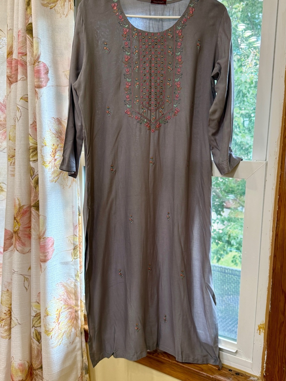 Embroidered Grey Tunic Dress